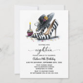 Modern Striped High Heel Shoes 18th Birthday Kaart (Voorkant)