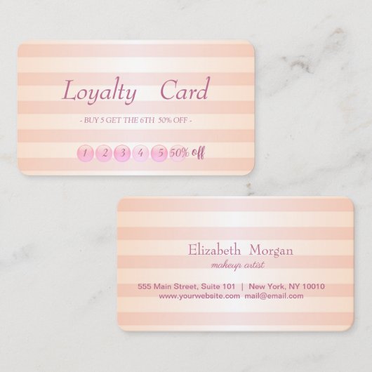 Modern Striped Makeup Loyalty Kaart (Voorkant / Achterkant)