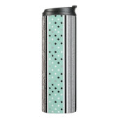 Modern Striped Mint Green and Grey  Thermosbeker (Gedraaid links)