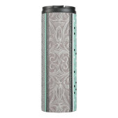 Modern Striped Mint Green and Grey  Thermosbeker (Achterkant)