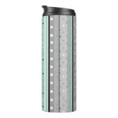 Modern Striped Mint Green and Grey  Thermosbeker (Geroteerd rechts)