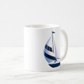 Modern Striped Sailboat  Koffiemok (Voorkant rechts)