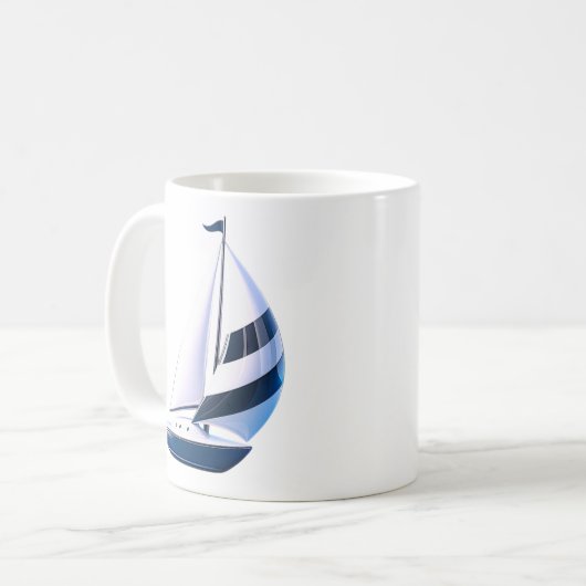 Modern Striped Sailboat Koffiemok (Voorkant links)