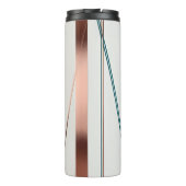 Modern Striped Teal and Copper Thermal Tumbler Thermosbeker (Achterkant)
