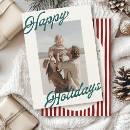 Modern Striped Warm Colors Minimalist Happy Feestdagenkaart