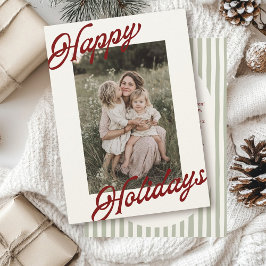 Modern Striped Warm Colors Minimalist Happy  Feestdagenkaart