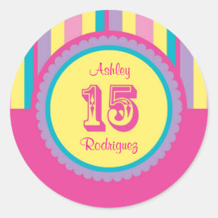 Modern Stripes 15 Verjaardag Quinceañera Sticker