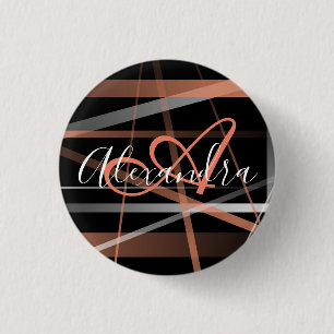 Modern Stripes Abstract Monogram van het Koraal Pa Ronde Button 3,2 Cm