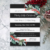 Modern Stripes and Holly Holiday Party Invitation Kaart