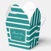 Modern Stripes Blauwgroen Wit Weddenschap Bedankt Bedankdoosjes (Geopend)