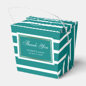 Modern Stripes Blauwgroen Wit Weddenschap Bedankt Bedankdoosjes (Achterkant)