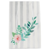 Modern Stripes Bloemen Waterverf Boheemse Bruiloft Medium Cadeauzakje (Voorkant)