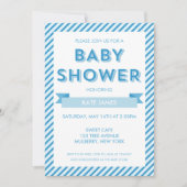 Modern Stripes Blue Baby shower Invitation Kaart (Voorkant)
