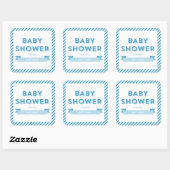 Modern Stripes Blue Baby shower Vierkante Sticker (Vel)