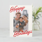 Modern Stripes Bright Red Minimalist Happy  Feestdagenkaart (Staand voorkant)