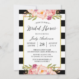 Modern Stripes Floral Decor Wedding Vrijgezellenfe Kaart