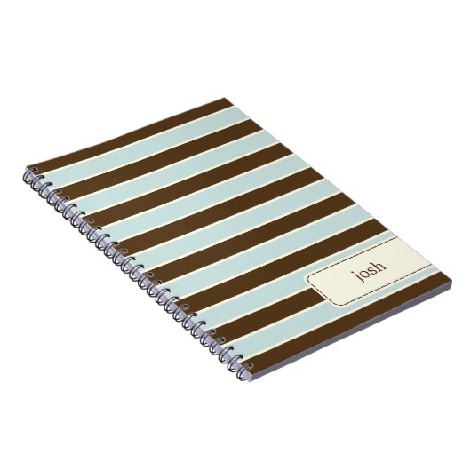 Modern Stripes gepersonaliseerd Notitieboek - brui (Rechterzijde)