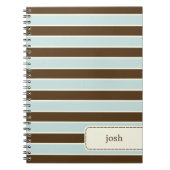 Modern Stripes gepersonaliseerd Notitieboek - brui (Voorkant)