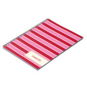 Modern Stripes Gepersonaliseerd Notitieboek - Rood (Linkerzijde)