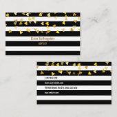 Modern Stripes Gold Hearts Professioneel Visitekaartje (Voorkant / Achterkant)