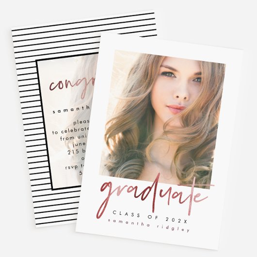 Modern Stripes Graduation Party Foto met Overlay Kaart