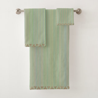 Modern Stripes Green Teal Peach Gold  Bad Handdoek