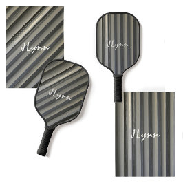 Modern Stripes Grijs Zwart Smokey Monochromatic Pickleball Paddle