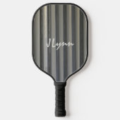 Modern Stripes Grijs Zwart Smokey Monochromatic Pickleball Paddle (Voorkant)