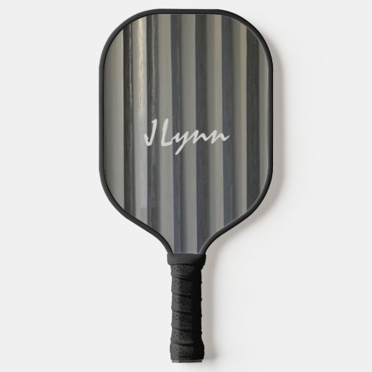 Modern Stripes Grijs Zwart Smokey Monochromatic Pickleball Paddle (Voorkant)