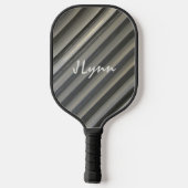 Modern Stripes Grijs Zwart Smokey Monochromatic Pickleball Paddle (Achterkant)