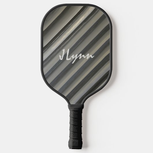 Modern Stripes Grijs Zwart Smokey Monochromatic Pickleball Paddle (Achterkant)