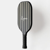 Modern Stripes Grijs Zwart Smokey Monochromatic Pickleball Paddle (Links)