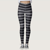 Modern Stripes Houtskool Zwart-wit Leggings (Voorkant)