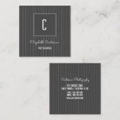 Modern Stripes Monogram | Grijs Contactkaartje (Voorkant / Achterkant)