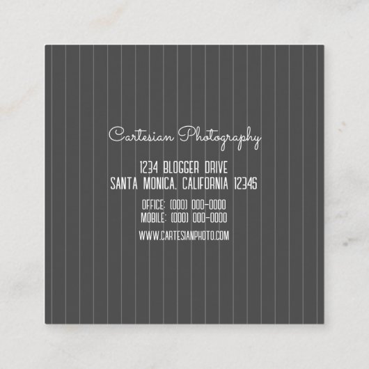 Modern Stripes Monogram | Grijs Contactkaartje (Achterkant)