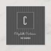 Modern Stripes Monogram | Grijs Contactkaartje (Voorkant)