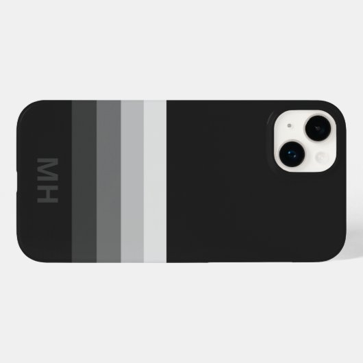 Modern Stripes Monogram iPhone 14 Hoesje (Achterkant (horizontaal))