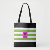 Modern Stripes Monogram Tote Bag (Voorkant)