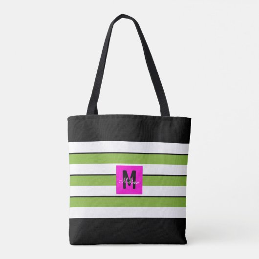 Modern Stripes Monogram Tote Bag (Achterkant)