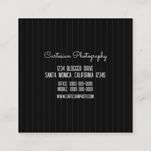 Modern Stripes Monogram | Zwart Visitekaartje Contactkaartje (Achterkant)