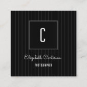 Modern Stripes Monogram | Zwart Visitekaartje Contactkaartje (Voorkant)