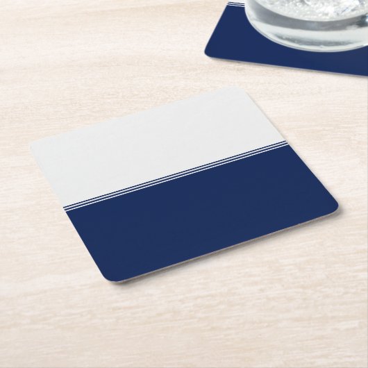Modern Stripes Navy Blue Kartonnen Onderzetters (Schuin)