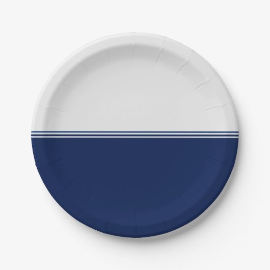 Modern Stripes Navy Blue Papieren Bordje (Voorkant)