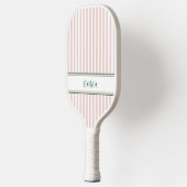 Modern Stripes Pink and Green Personalized Name Pickleball Paddle (Links)