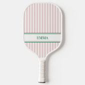 Modern Stripes Pink and Green Personalized Name Pickleball Paddle (Achterkant)