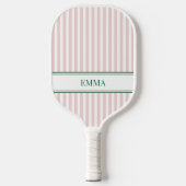 Modern Stripes Pink and Green Personalized Name Pickleball Paddle (Voorkant)
