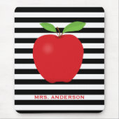 Modern Stripes Red Apple Teacher Muismat (Voorkant)