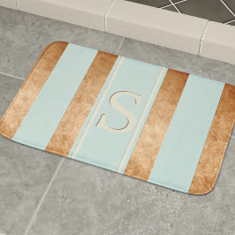 Modern Stripes Robin Egg Blue Copper Bath Mat