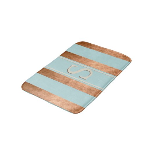 Modern Stripes Robin Egg Blue Copper Bath Mat (Gekanteld)