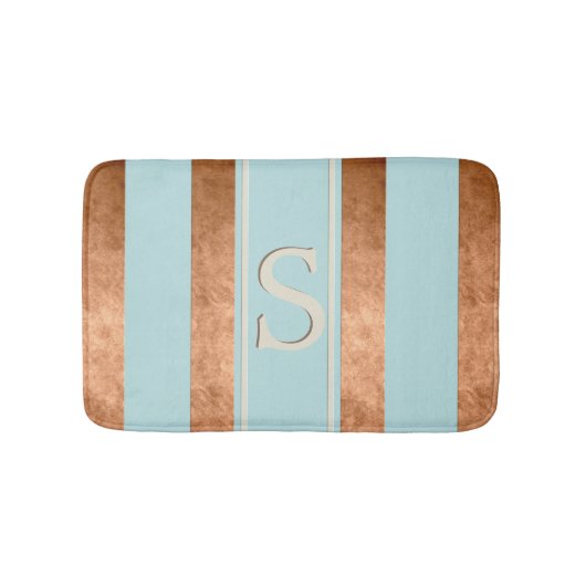 Modern Stripes Robin Egg Blue Copper Bath Mat (Voorkant)